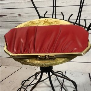 Vintage red clutch with brass closure